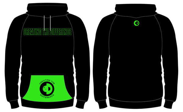 Black and Green Unisex Hoodie with Logo on Pocket