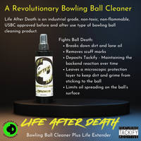 A product image of Life After Death Bowling Ball Cleaner + Life Extender that explains how the product fights ball death. 